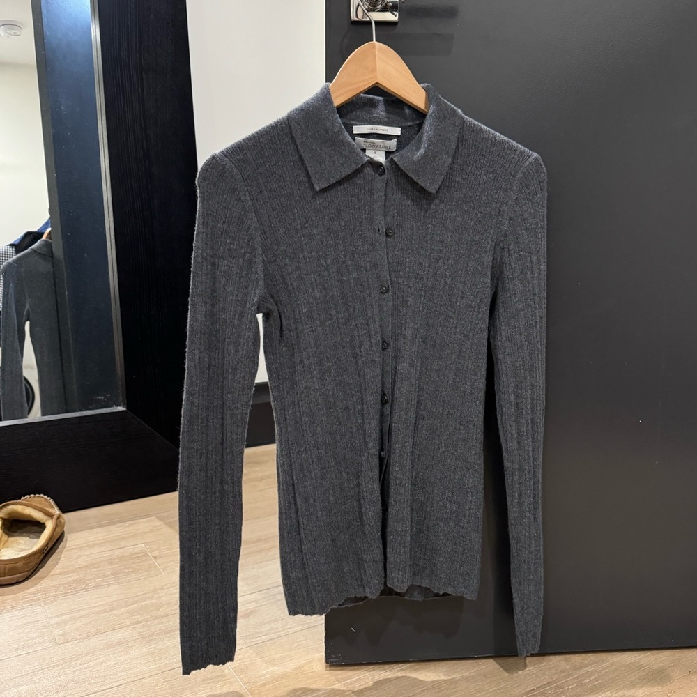 Nordstrom Signature collared rib cashmere cardigan - small